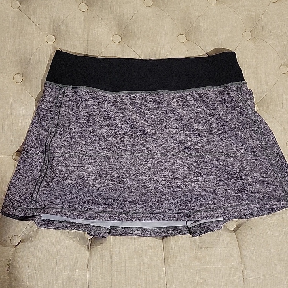 Lululemon Pace Rival tennis skirt heathered grey black skort  sz 8 tall
